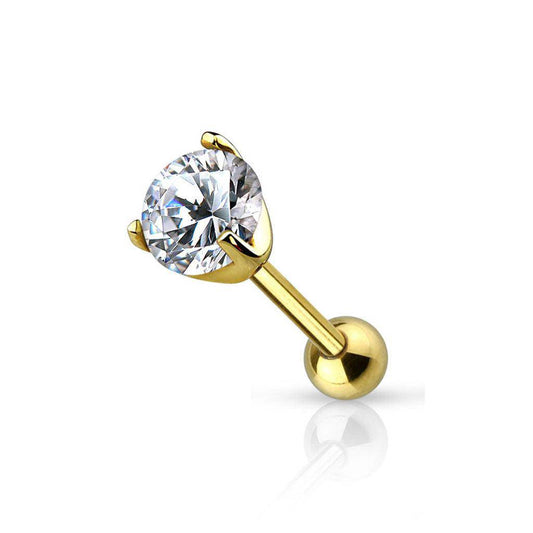 14K Solid Gold Gem Cartilage Barbell - SkinKandy | Body Jewellery & Piercing Online Australia