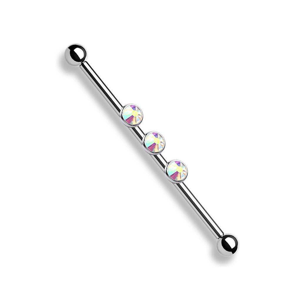 3 Round Gem Steel Industrial Barbell