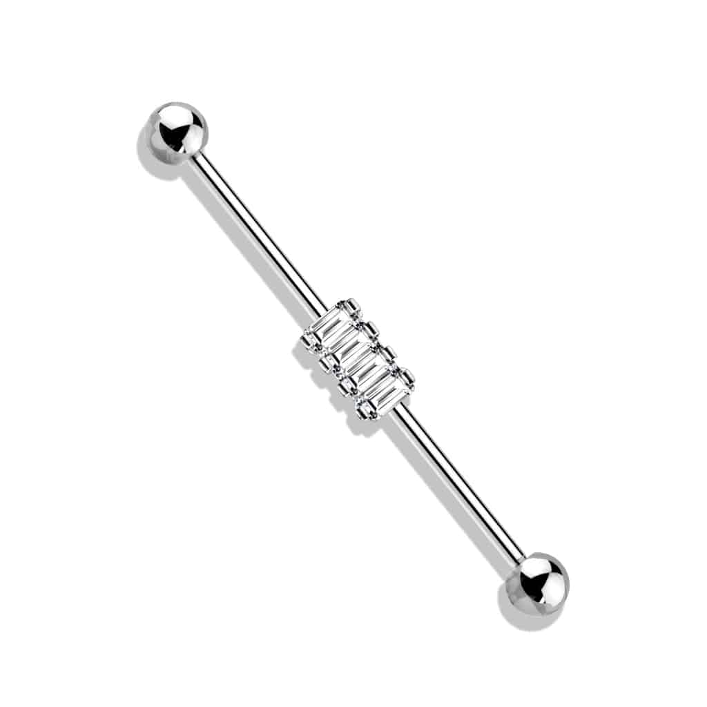 4 Square CZ Steel Industrial Barbell