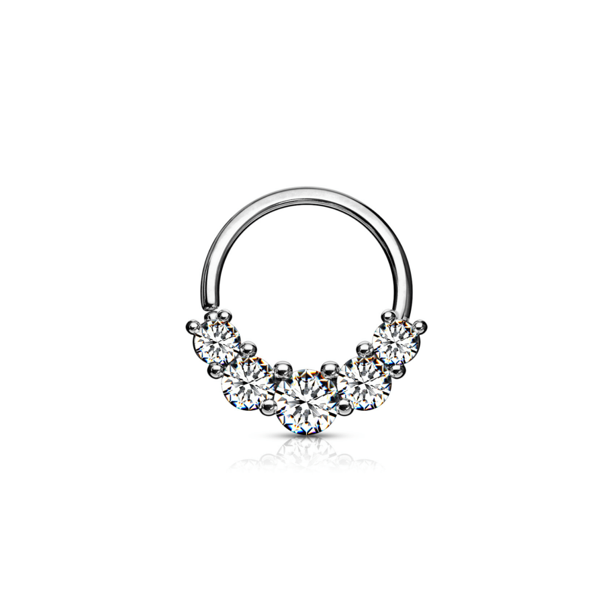 5 Cubic Zirconia Gem Bendable Hoop Ring - SkinKandy | Body Jewellery & Piercing Online Australia
