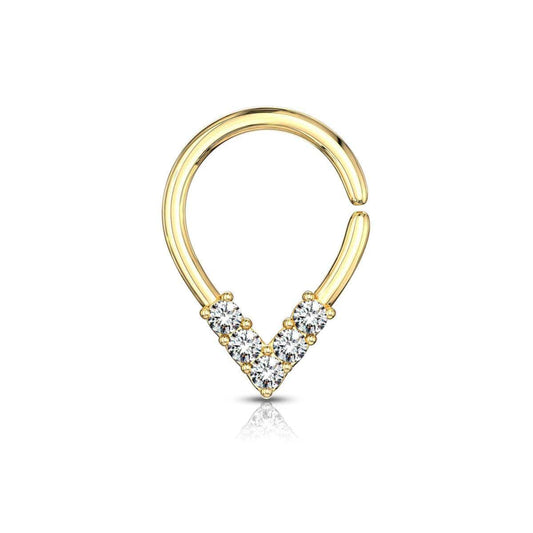 5 CZ lined Pear Shape Septum Ring - SkinKandy | Body Jewellery & Piercing Online Australia