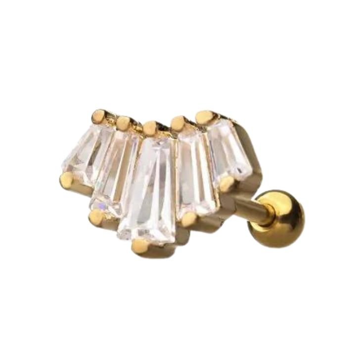 Baguette CZ Gem Cartilage Barbell - SkinKandy | Body Jewellery & Piercing Online Australia