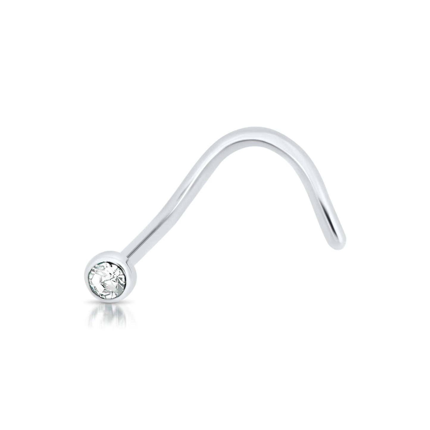 Bezel - Set Gem R - Bend Stainless Steel Nose Twist - SkinKandy | Body Jewellery & Piercing Online Australia