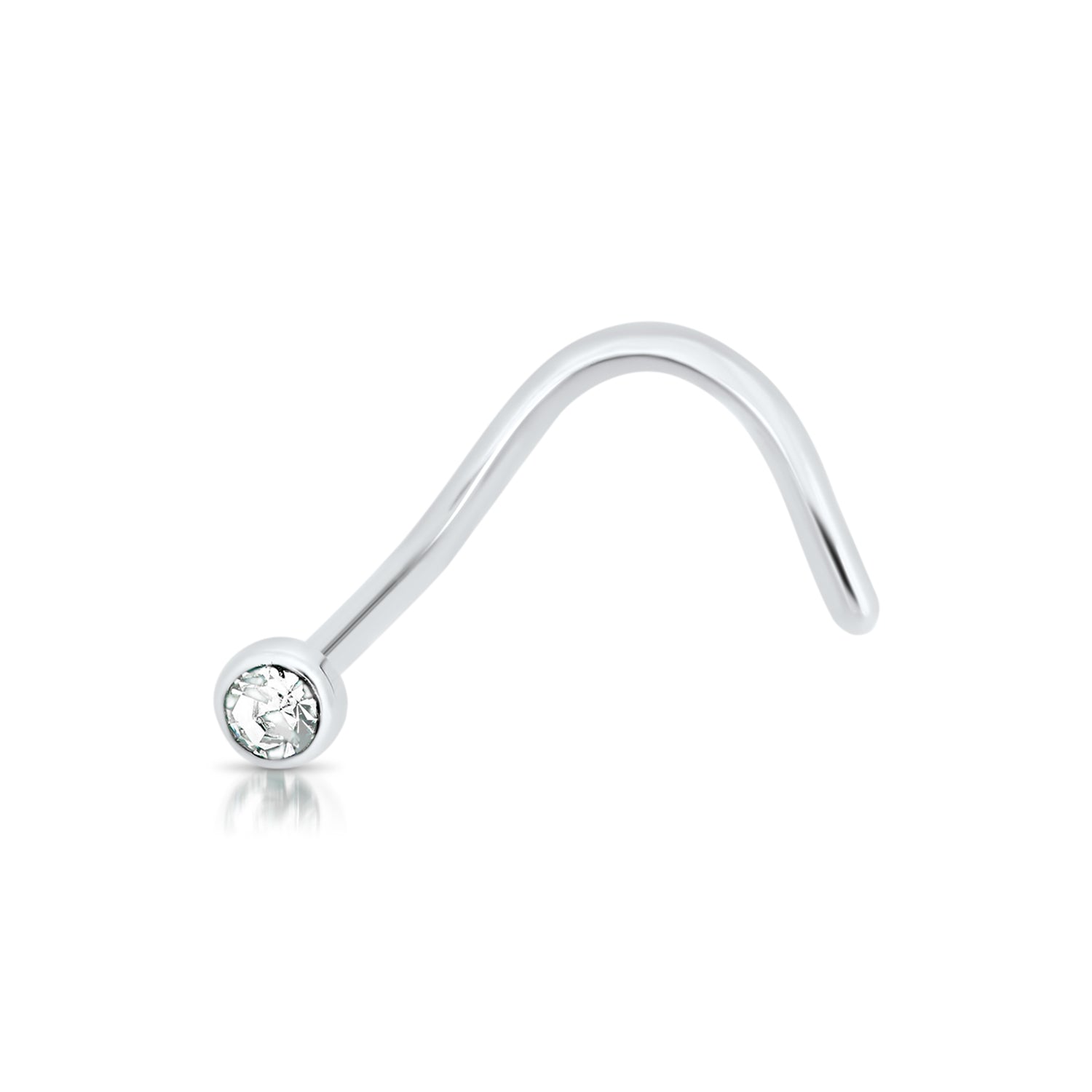 Bezel - Set Gem R - Bend Stainless Steel Nose Twist - SkinKandy | Body Jewellery & Piercing Online Australia