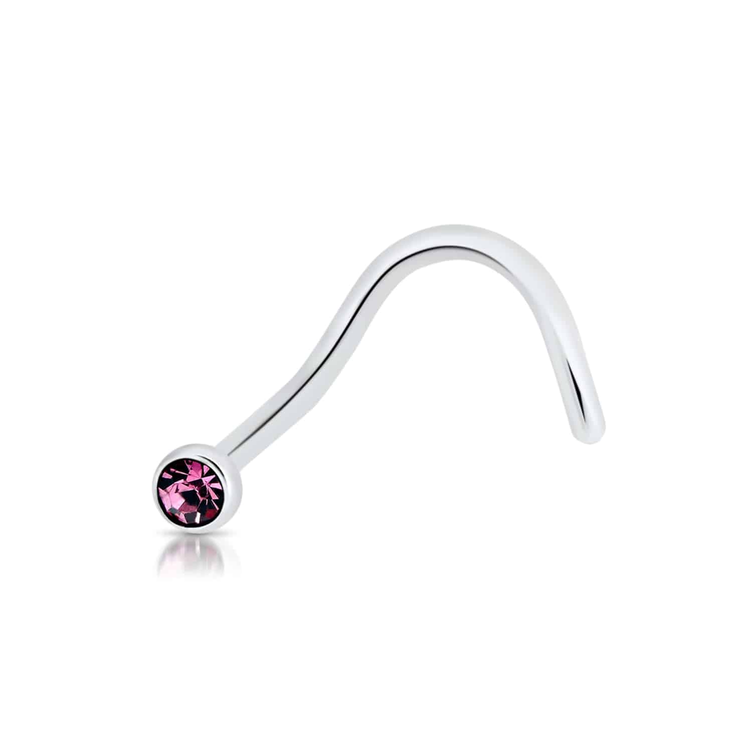 Bezel - Set Gem R - Bend Stainless Steel Nose Twist - SkinKandy | Body Jewellery & Piercing Online Australia