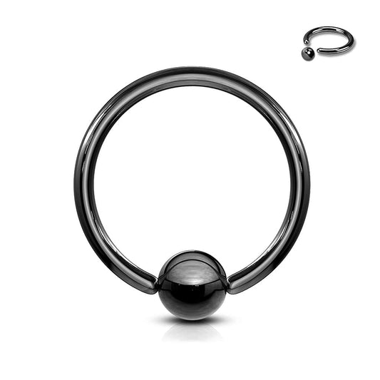 Black Titanium Ion Plated over Steel Ball Closure Ring - SkinKandy | Body Jewellery & Piercing Online Australia