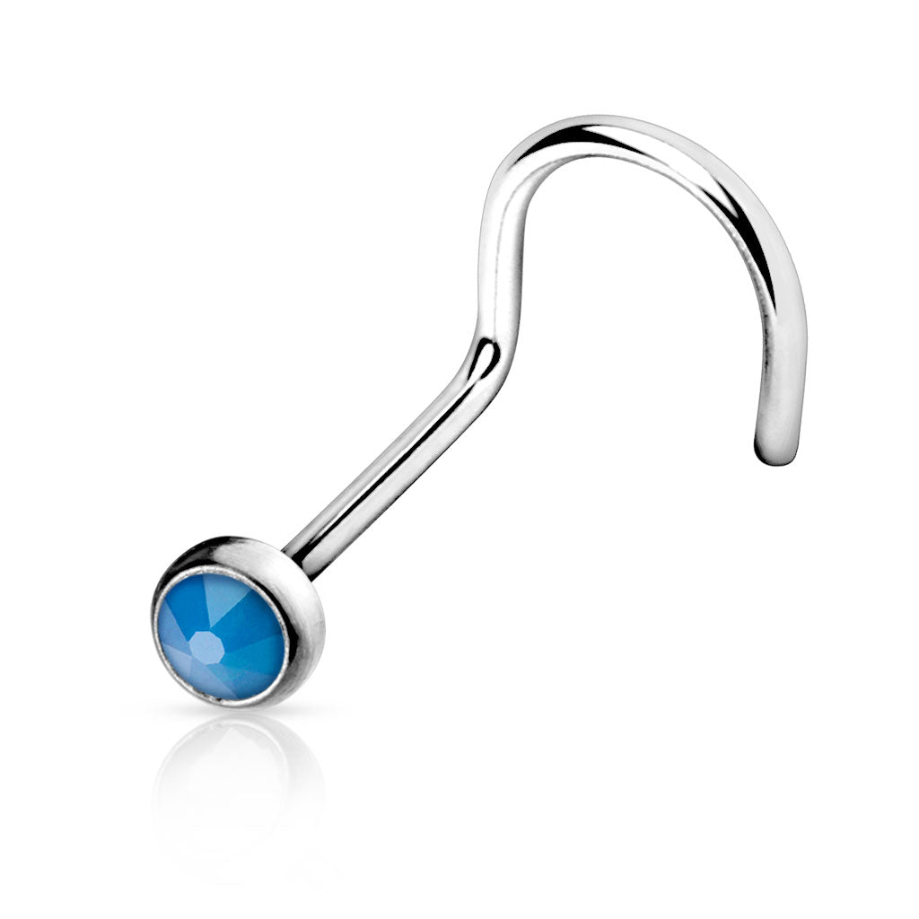 Flat Top Opal Stone Nose Screw - SkinKandy | Body Jewellery & Piercing Online Australia