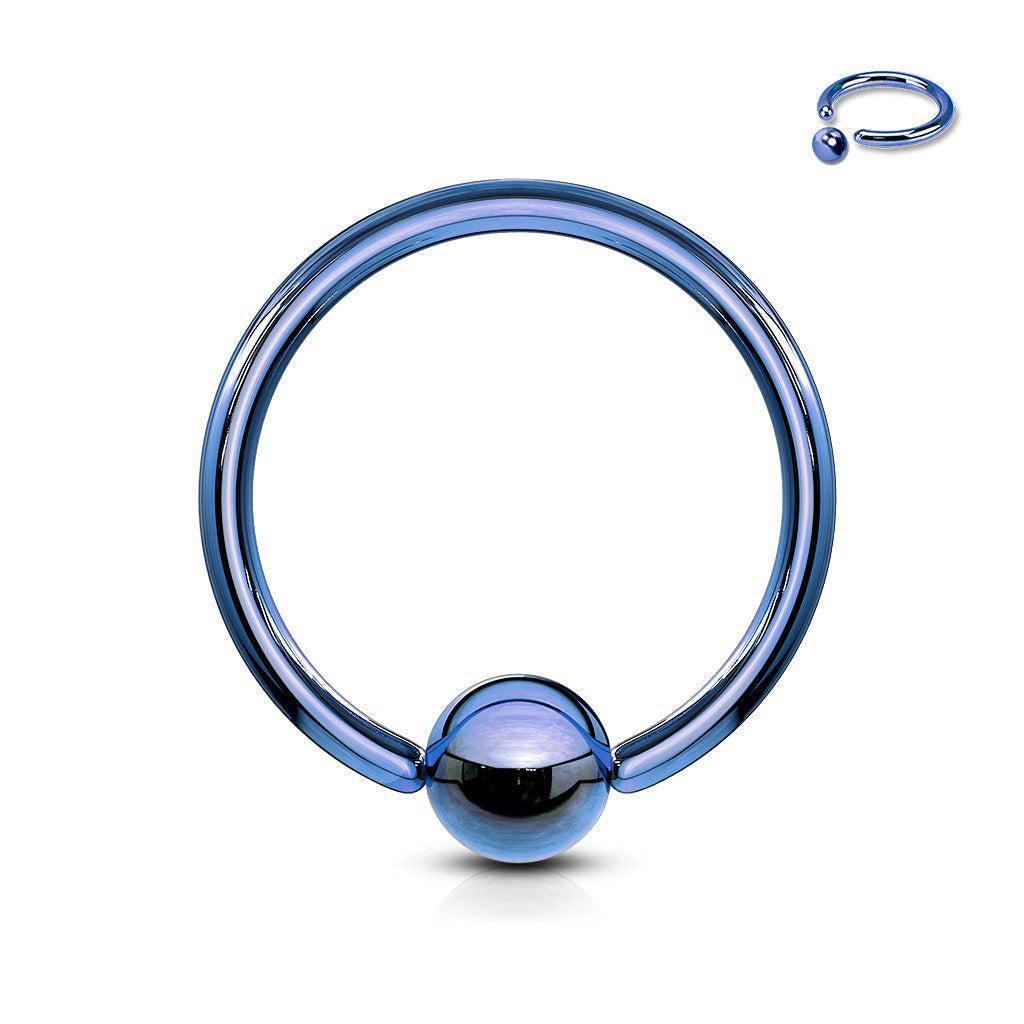 Blue Titanium Ion Plated over Steel Ball Closure Ring - SkinKandy | Body Jewellery & Piercing Online Australia