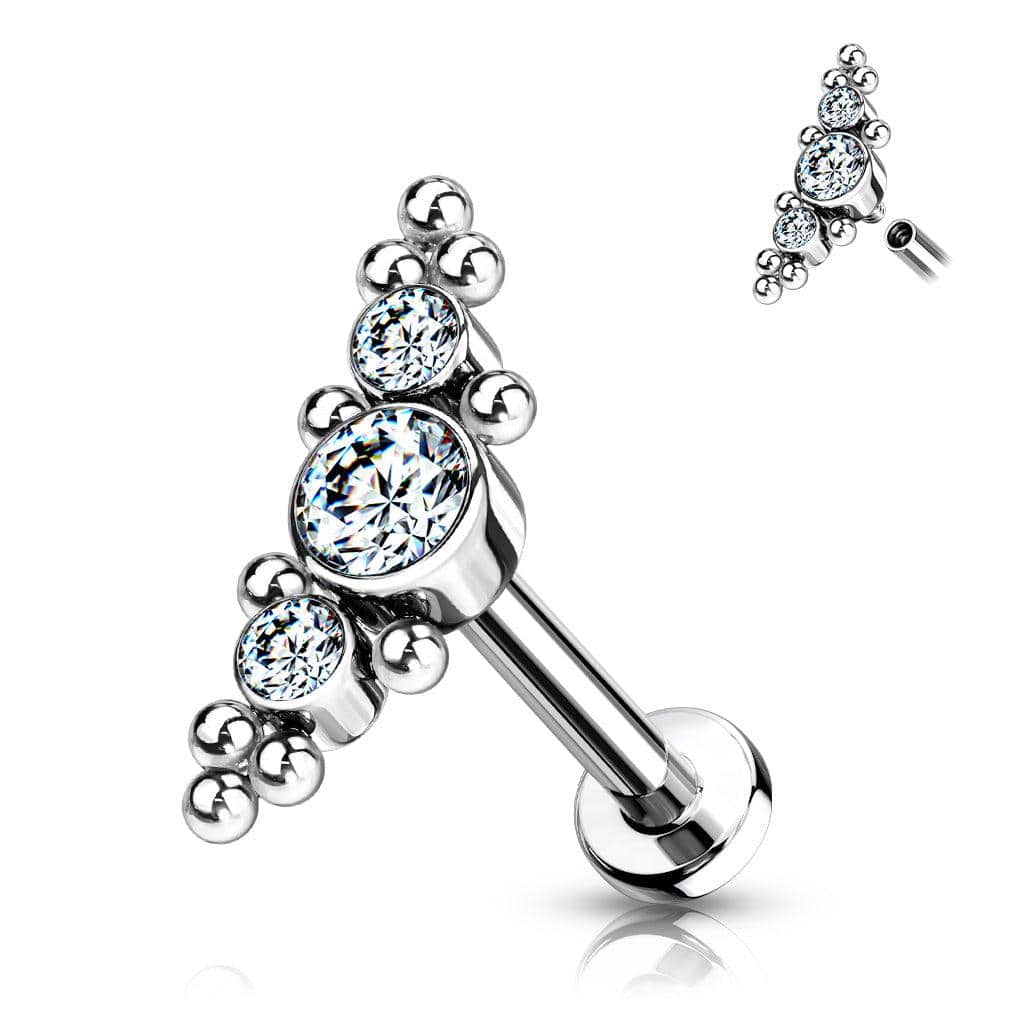 Gem and Ball Cluster Titanium Flatback Labret - SkinKandy | Body Jewellery & Piercing Online Australia