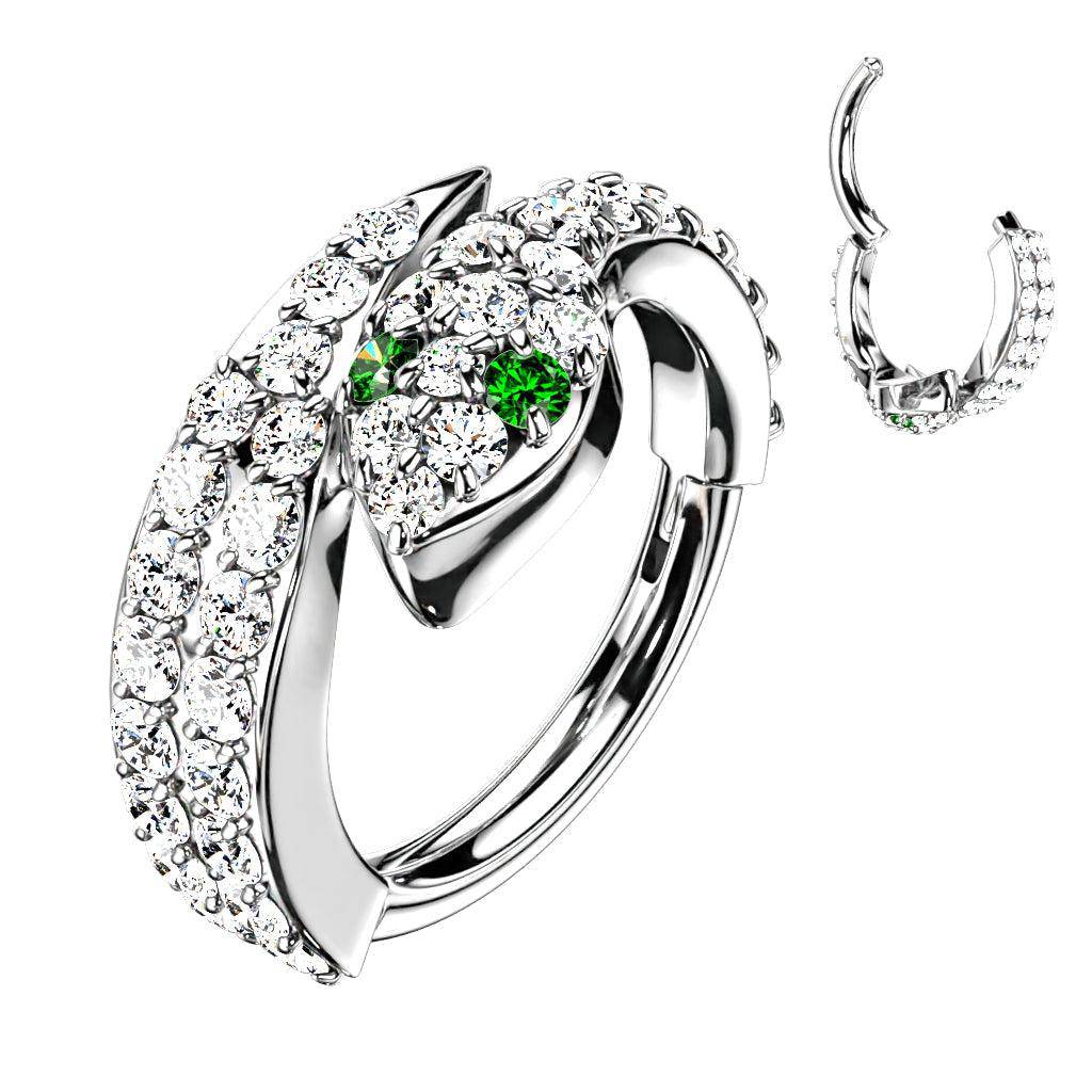 CZ Paved Snake Steel Hinged Segment Ring - SkinKandy | Body Jewellery & Piercing Online Australia