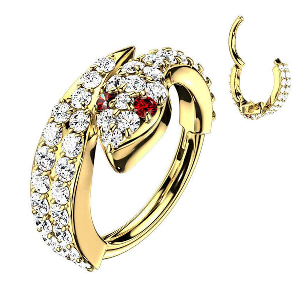 CZ Paved Snake Steel Hinged Segment Ring