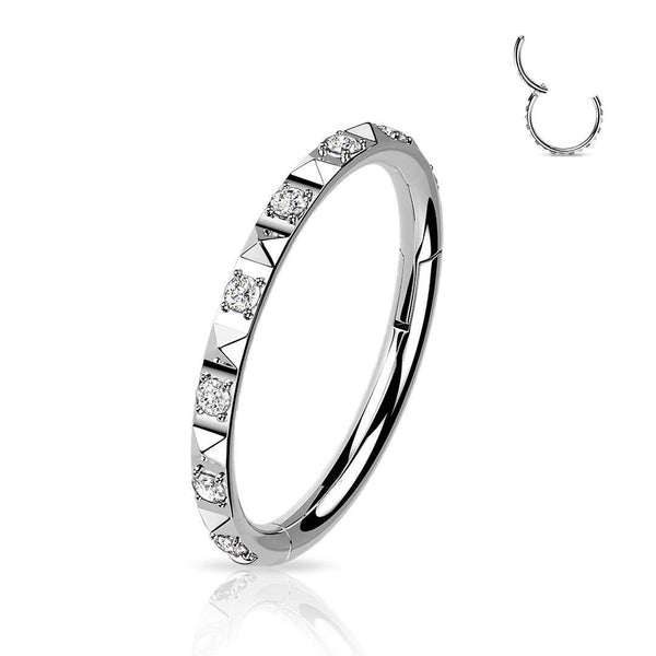 CZ Paved Titanium Prism Hinged Segment Ring - SkinKandy | Body Jewellery & Piercing Online Australia