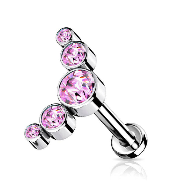 CZ Round Gem Curve Top Titanium Labret