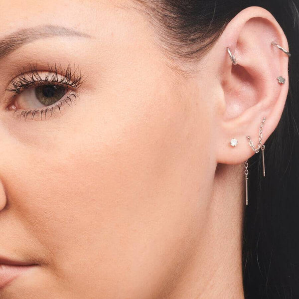 Prong Set CZ Titanium Stud Earrings - Pair
