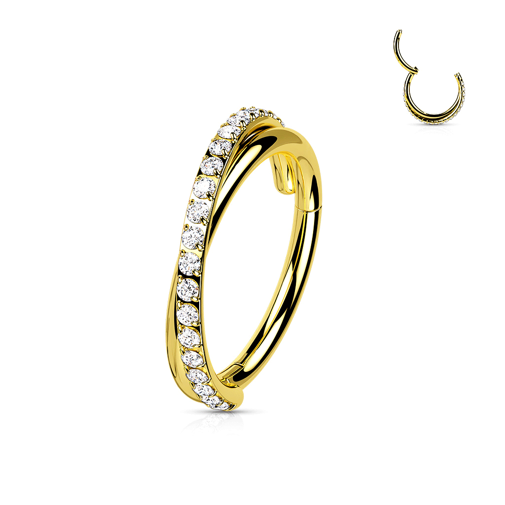 Criss Cross CZ Paved Hinged Segment Ring - SkinKandy | Body Jewellery & Piercing Online Australia