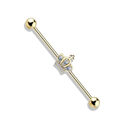 Cubic Zirconia Industrial Barbell with Crown