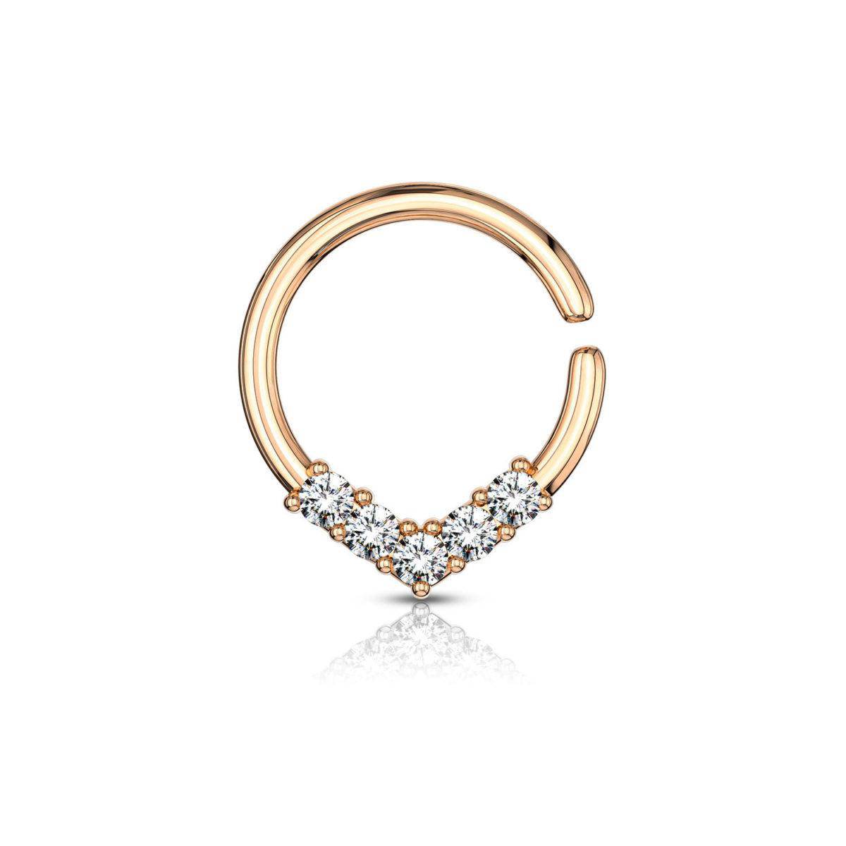 Cubic Zirconia V-Shaped Bendable Hoop Ring