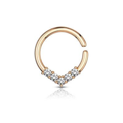 Cubic Zirconia V-Shaped Bendable Hoop Ring