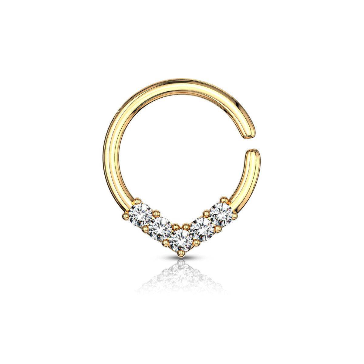 Cubic Zirconia V - Shaped Bendable Hoop Ring - SkinKandy | Body Jewellery & Piercing Online Australia