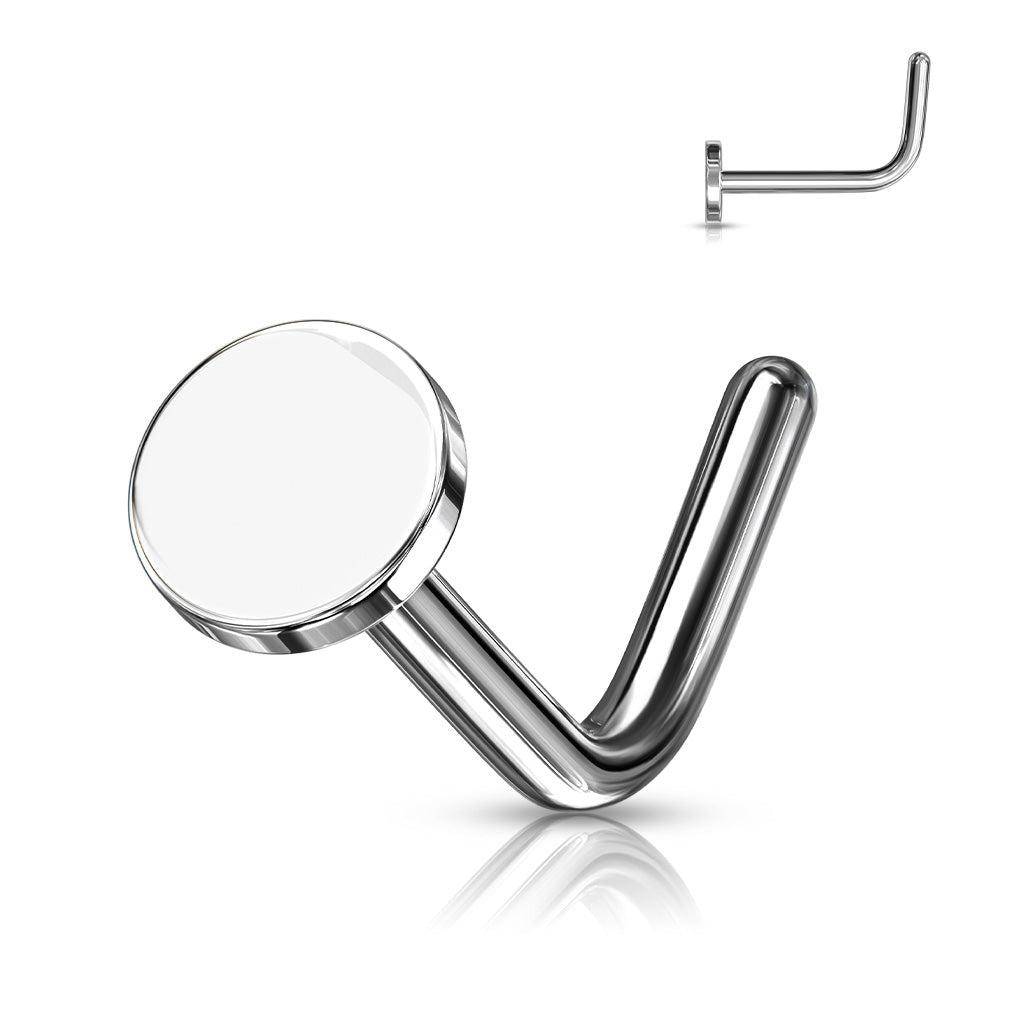 Disk Flat Top L Bend Steel Nose Ring - SkinKandy | Body Jewellery & Piercing Online Australia