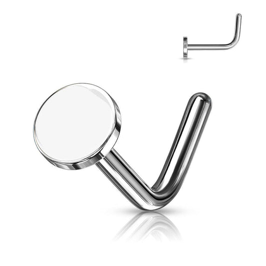 Disk Flat Top L Bend Steel Nose Ring - SkinKandy | Body Jewellery & Piercing Online Australia