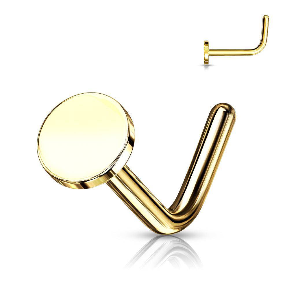 Disk Flat Top L Bend Steel Nose Ring - SkinKandy | Body Jewellery & Piercing Online Australia