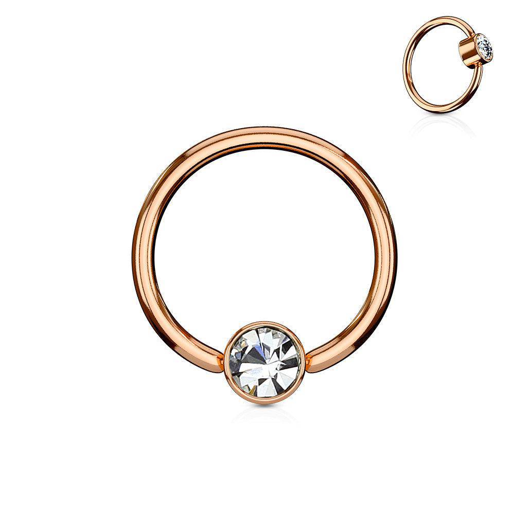 Flat Round Gem Steel Ball Closure Ring - SkinKandy | Body Jewellery & Piercing Online Australia