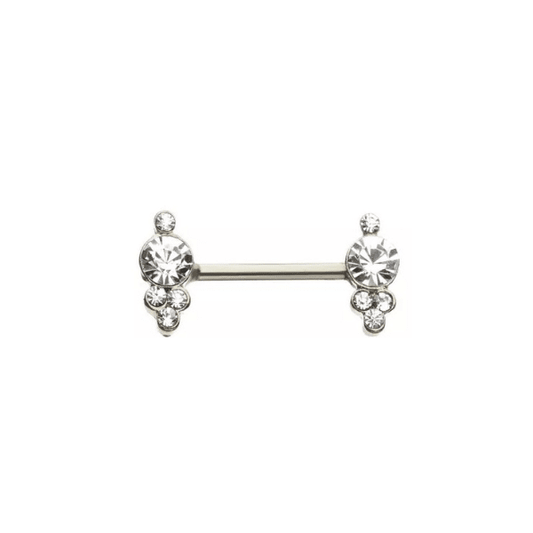 Forward Facing Clear CZ Gem Bali Ball Nipple Barbell - SkinKandy | Body Jewellery & Piercing Online Australia