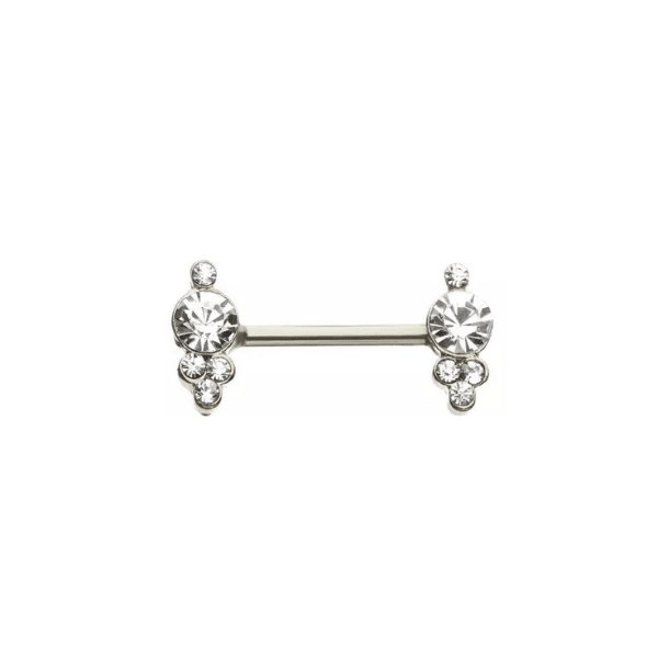 Forward Facing Clear CZ Gem Bali Ball Nipple Barbell