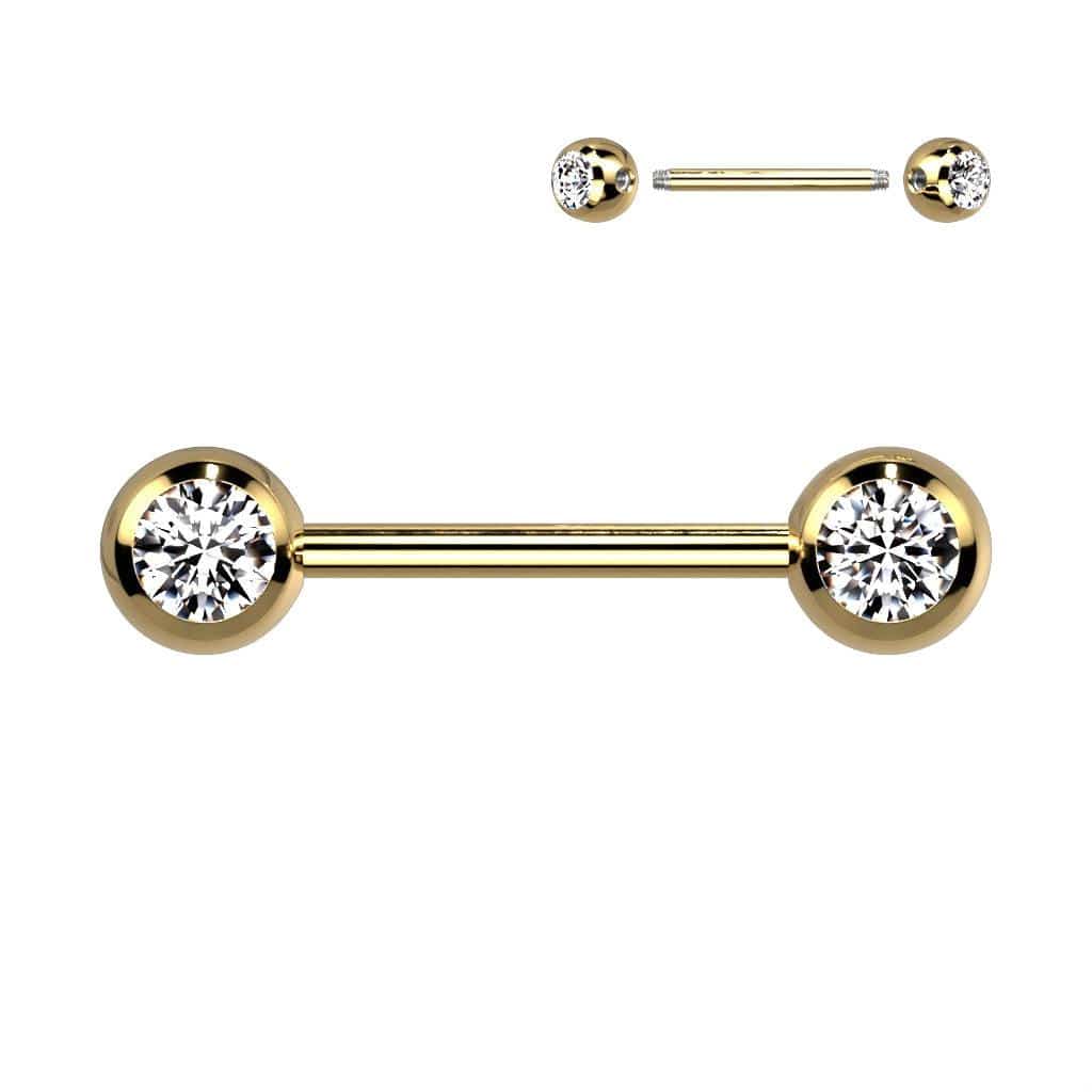 Nipple Barbell Forward Facing with Gem - SkinKandy | Body Jewellery & Piercing Online Australia