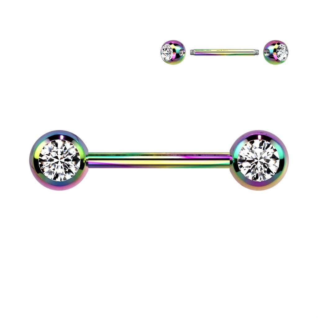 Nipple Barbell Forward Facing with Gem - SkinKandy | Body Jewellery & Piercing Online Australia