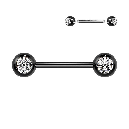 Nipple Barbell Forward Facing with Gem - SkinKandy | Body Jewellery & Piercing Online Australia