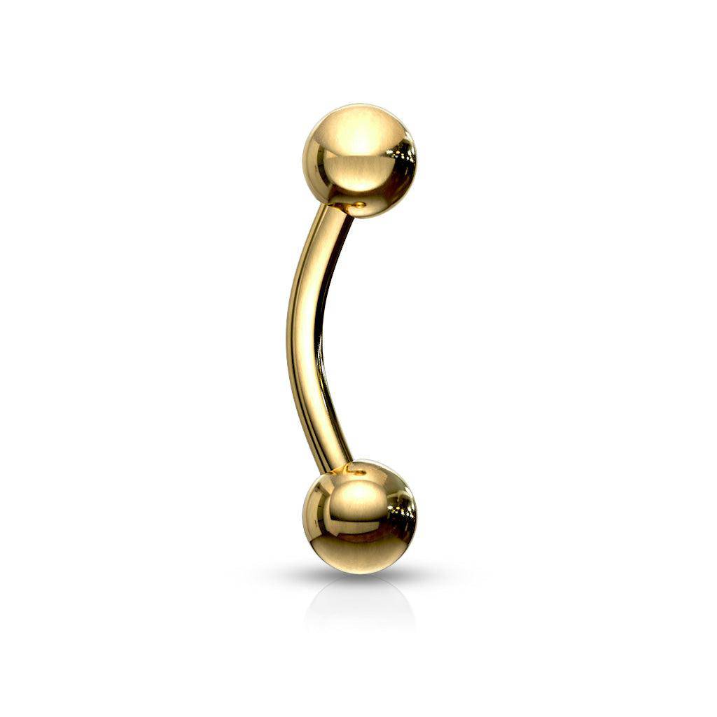 Gold Plated Over Steel Curved Barbell - SkinKandy | Body Jewellery & Piercing Online Australia
