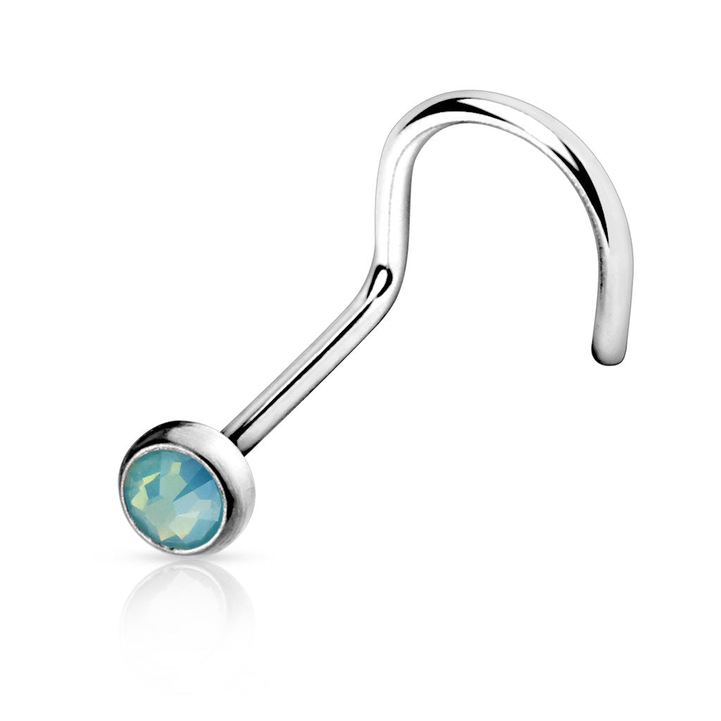 Flat Top Opal Stone Nose Screw - SkinKandy | Body Jewellery & Piercing Online Australia