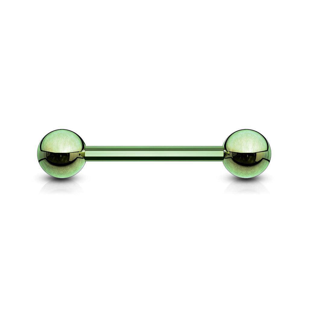Green Titanium IP Over Steel Industrial Barbell - SkinKandy | Body Jewellery & Piercing Online Australia