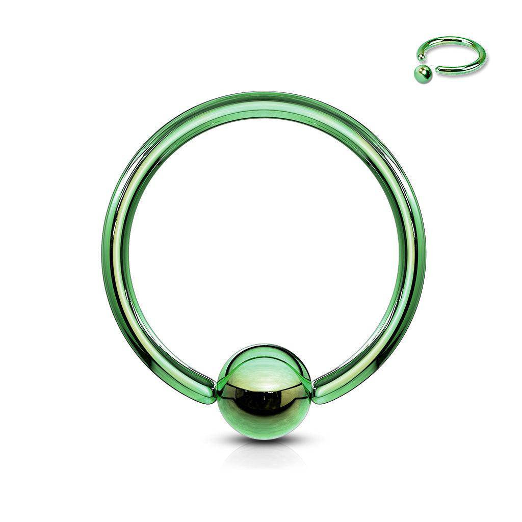Green Titanium Ion Plated over Steel Ball Closure Ring
