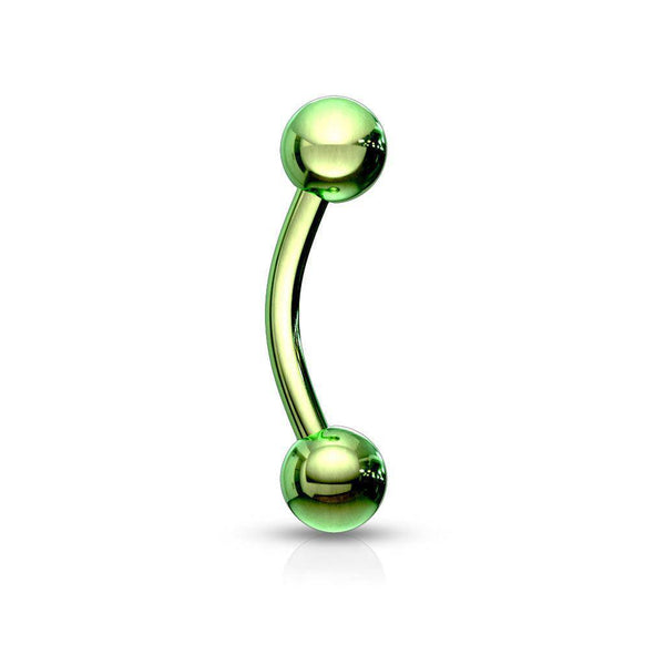 Green Titanium Over Steel Curved Barbell