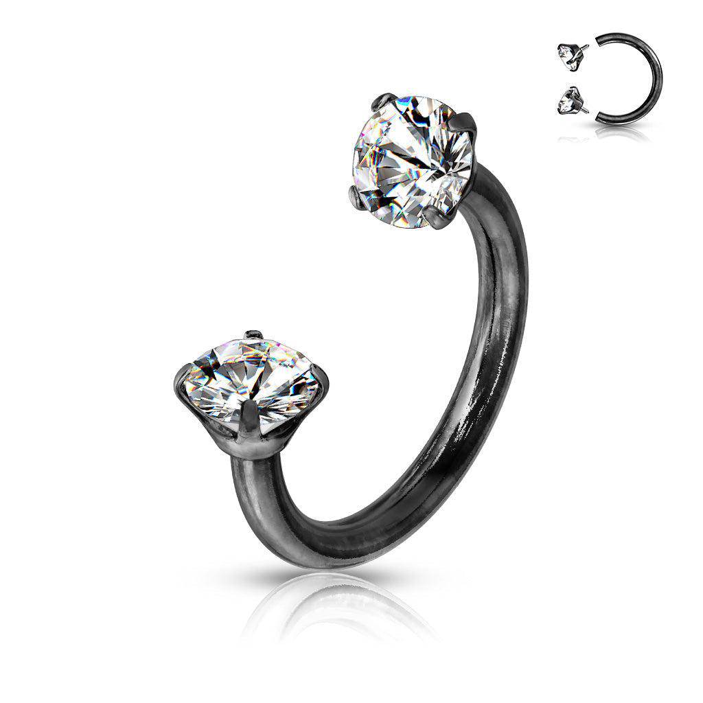 Internally Threaded Black Horseshoe with Claw - Set Gems - SkinKandy | Body Jewellery & Piercing Online Australia