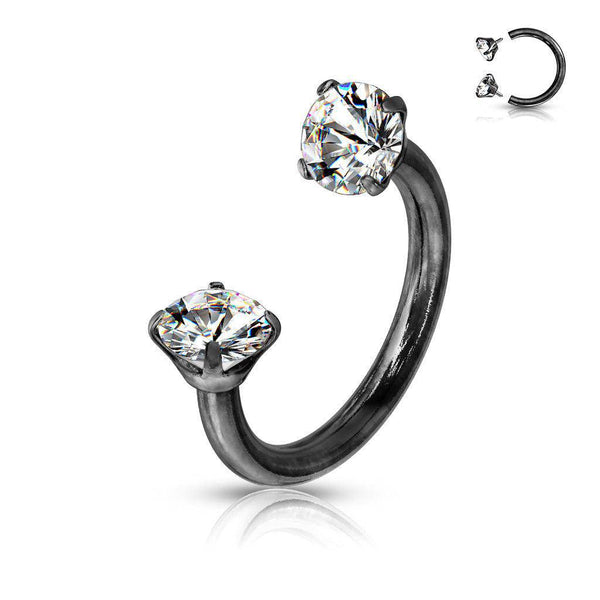 Internally Threaded Black Horseshoe with Claw-Set Gems
