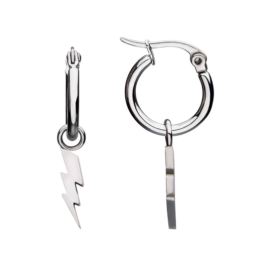 Lightning Bolt Charm Hoop Earrings - SkinKandy | Body Jewellery & Piercing Online Australia