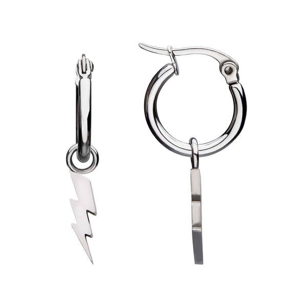 Lightning Bolt Charm Hoop Earrings