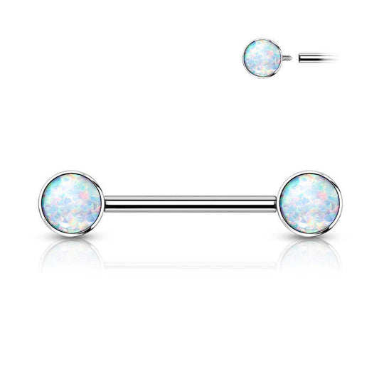 Opal Nipple Bar Internally Threaded (Titanium) - SkinKandy | Body Jewellery & Piercing Online Australia