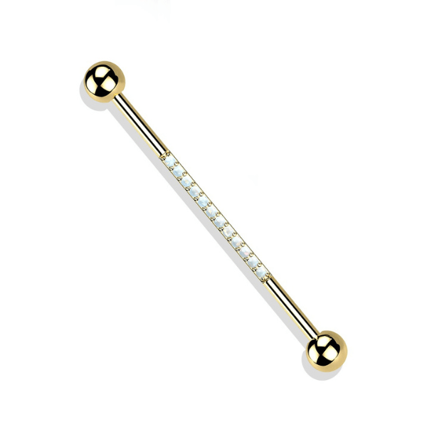 Opal Lined Titanium Industrial Barbell - SkinKandy | Body Jewellery & Piercing Online Australia