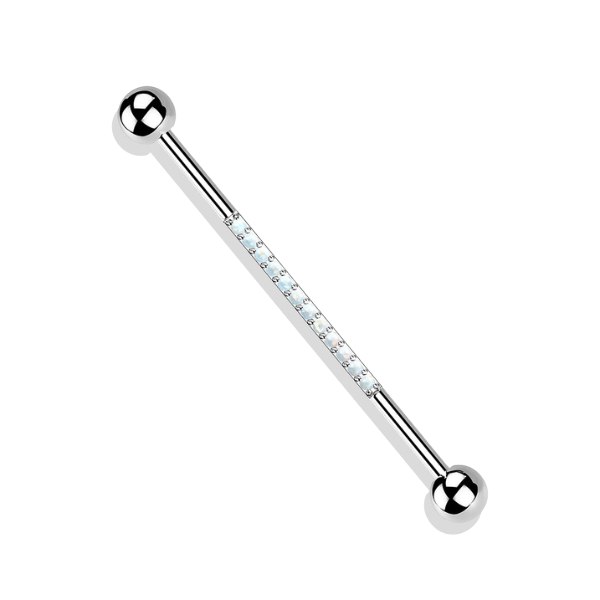 Opal Lined Titanium Industrial Barbell