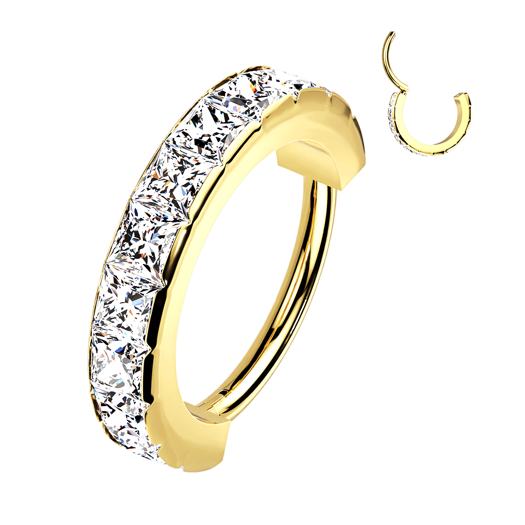 Square Gem Hinged Segment Ring - SkinKandy | Body Jewellery & Piercing Online Australia