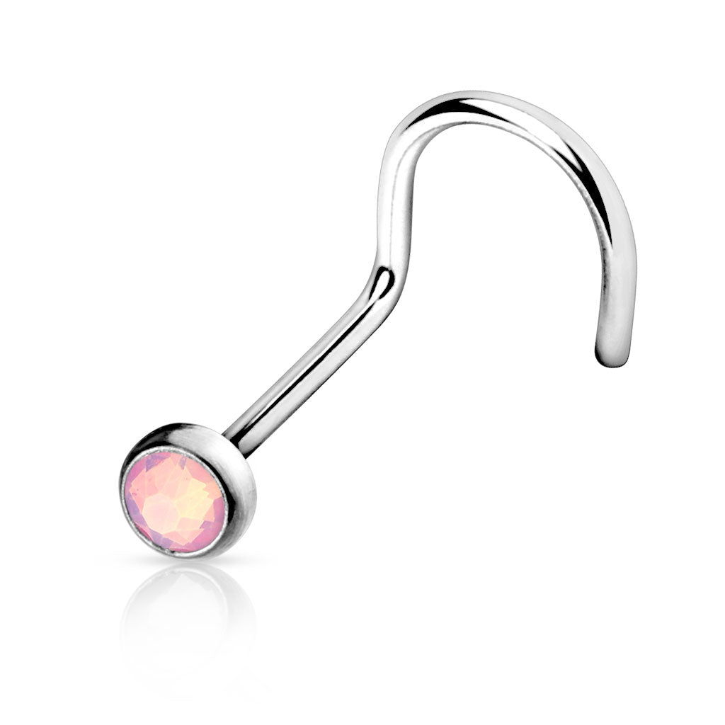 Flat Top Opal Stone Nose Screw - SkinKandy | Body Jewellery & Piercing Online Australia