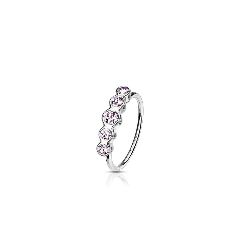 CZ Bezel - Set Top Bendable Nose Hoop Ring - SkinKandy | Body Jewellery & Piercing Online Australia