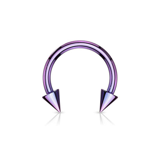 Purple Titanium IP over Steel Horseshoe With Spikes - SkinKandy | Body Jewellery & Piercing Online Australia