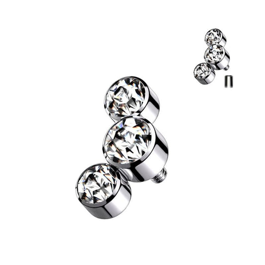 3 Round CZ Gem Titanium Internally Threaded Top - SkinKandy | Body Jewellery & Piercing Online Australia