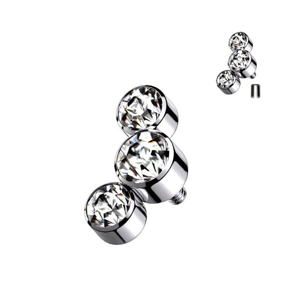 3 Round CZ Gem Titanium Internally Threaded Top